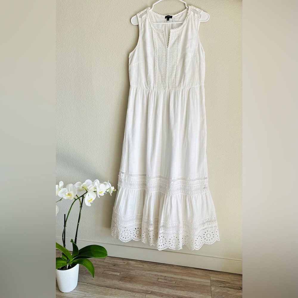 White lace midi dress Talbots
